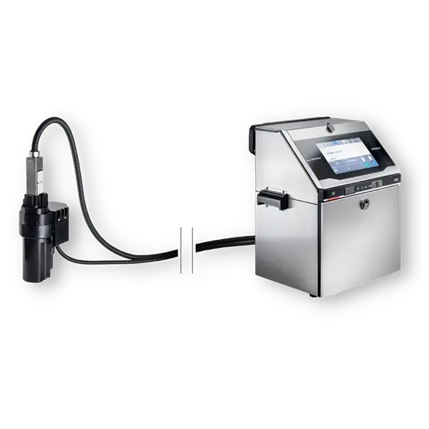 an image of a Hitachi UX2 continuous inkjet printer with safe clean station