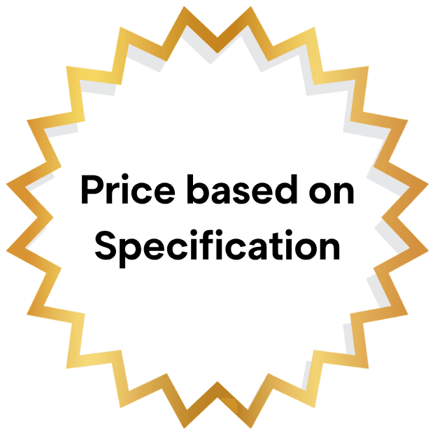 An image of a pricing sticker for the automatic robotic palletiser that says "Pricing based on specification"