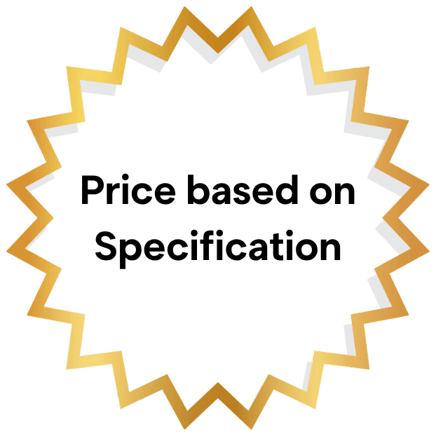 An image of a pricing sticker for the automatic robotic palletiser that says "Pricing based on specification"